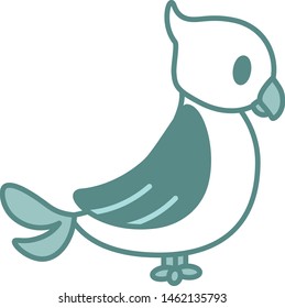 Vector Cartoon Cute Bird Emoji Icon Isolated