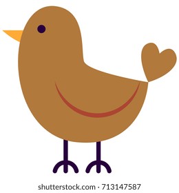 Vector Cartoon Cute Bird Isolated On White Background