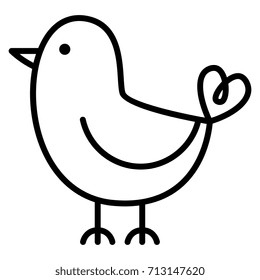Vector Cartoon Cute Bird Isolated On White Background