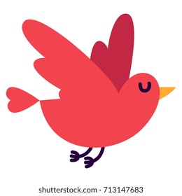 Vector Cartoon Cute Bird Isolated On White Background