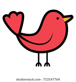 Vector Cartoon Cute Bird Isolated On White Background