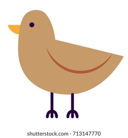 Vector Cartoon Cute Bird Isolated On White Background