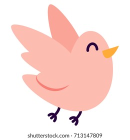 Vector Cartoon Cute Bird Isolated On White Background