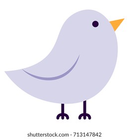 Vector Cartoon Cute Bird Isolated On White Background