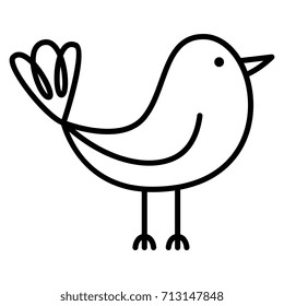 Vector Cartoon Cute Bird Isolated On White Background