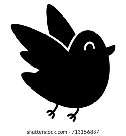 Vector Cartoon Cute Bird Isolated On White Background