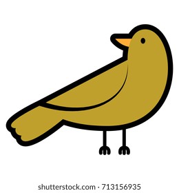 Vector Cartoon Cute Bird Isolated On White Background