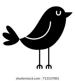 Vector Cartoon Cute Bird Isolated On White Background