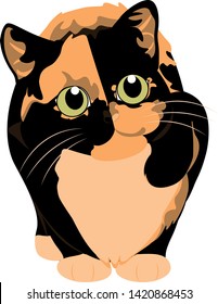 Vector Cartoon Cute Black And Orange Cat Illustration Isolated