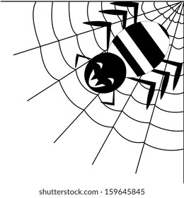 Vector Cartoon Cute Black And White Spider