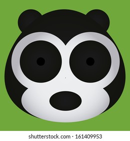 Vector Cartoon Cute Black And White Bear Face Isolated