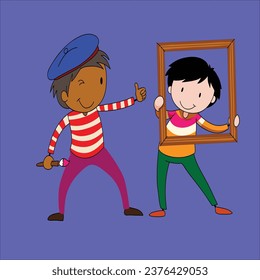 vector cartoon of cute boys

