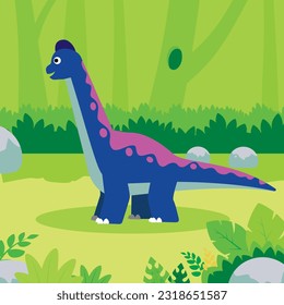 Vector cartoon cute brachiosaurus dinosaur By Lodod