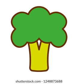 Vector Cartoon Cute Broccoli Icon Isolated On White Background