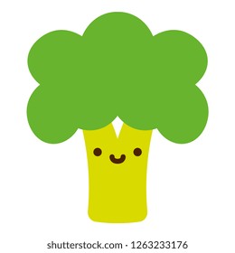 Vector Cartoon Cute Broccoli Icon Isolated On White Background