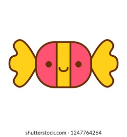 Vector Cartoon Cute Candy Icon Isolated On White Background