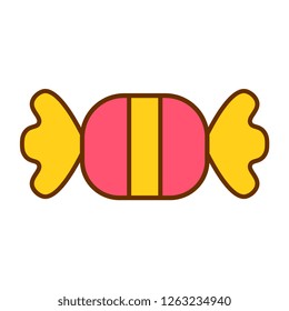 Vector Cartoon Cute Candy Icon Isolated On White Background