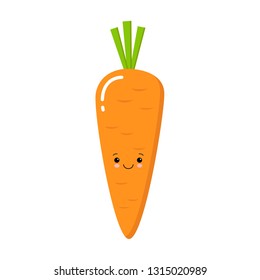 Vector Cartoon Cute Carrot Icon Isolated On White Background