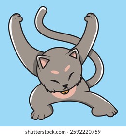 vector cartoon cute cat moving with style
