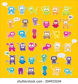 vector cartoon cute cats set