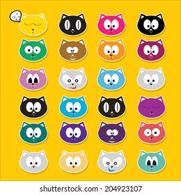 vector cartoon cute cats set