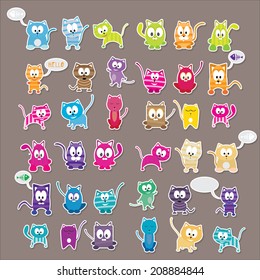 vector cartoon cute cats set