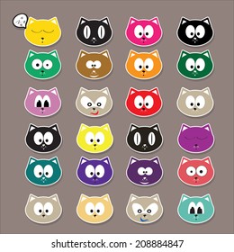 vector cartoon cute cats set