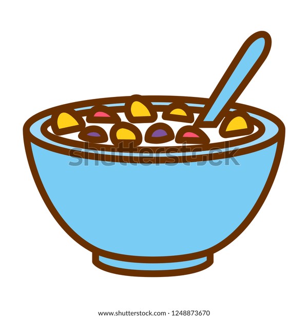 Vector Cartoon Cute Cereal Bowl Icon Stock Vector (Royalty Free) 1248873670