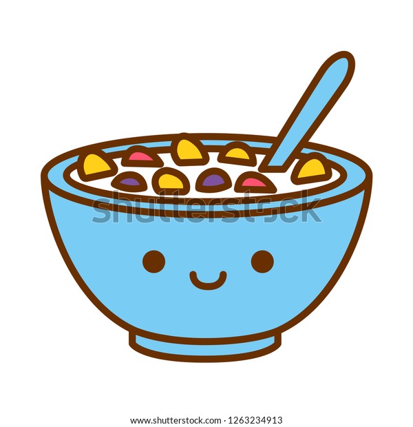 Vector Cartoon Cute Cereal Bowl Icon Stock Vector (Royalty Free) 1263234913