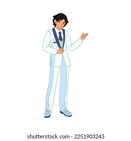 Vector Cartoon Cute Character Wedding Dress Couple Isolated