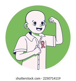 Caricatura vectorial Personaje lindo Día Mundial del Cáncer