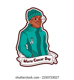 Caricatura vectorial Personaje lindo Día Mundial del Cáncer