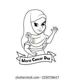 Vector Cartoon Cute Character World Cancer Day