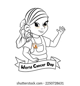 Vector Cartoon Cute Character World Cancer Day