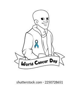 Caricatura vectorial Personaje lindo Día Mundial del Cáncer