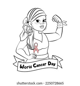 Vector Cartoon Cute Character World Cancer Day