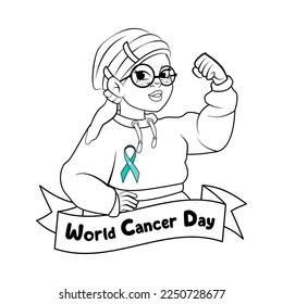 Vector Cartoon Cute Character World Cancer Day