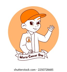 Vector Cartoon Cute Character World Cancer Day