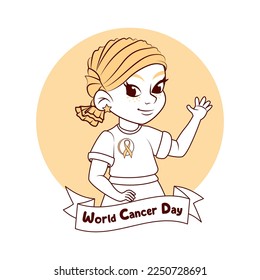 Vector Cartoon Cute Character World Cancer Day