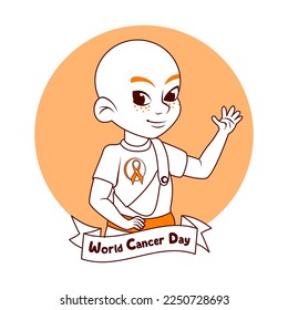 Vector Cartoon Cute Character World Cancer Day