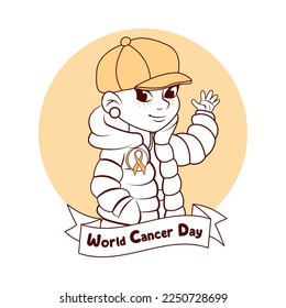 Vector Cartoon Cute Character World Cancer Day