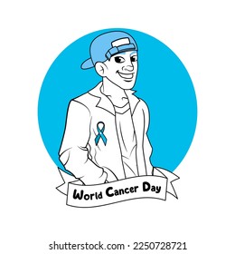 Vector Cartoon Cute Character World Cancer Day
