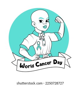 Vector Cartoon Cute Character World Cancer Day