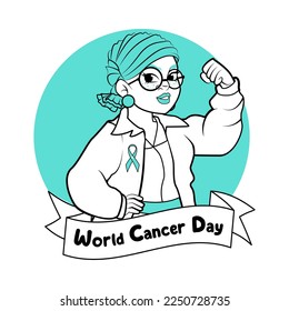 Vector Cartoon Cute Character World Cancer Day