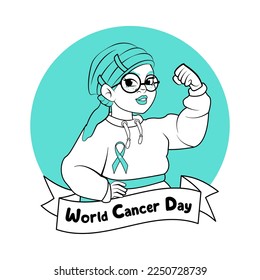 Vector Cartoon Cute Character World Cancer Day