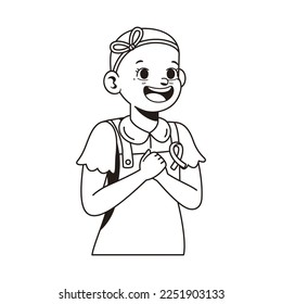 Vector Cartoon Cute Character World Cancer Day