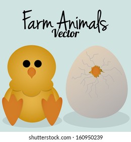 Vector Cartoon Cute Chicken And Egg Isolated