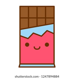 Vector Cartoon Cute Chocolate Bar Icon Isolated On White Background
