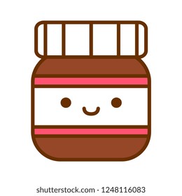 Vector Cartoon Cute Chocolate Spread Isolated On White Background