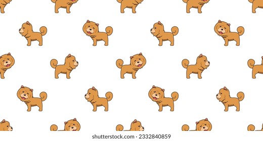 Vector cartoon cute chow chow dog seamless pattern background for design.